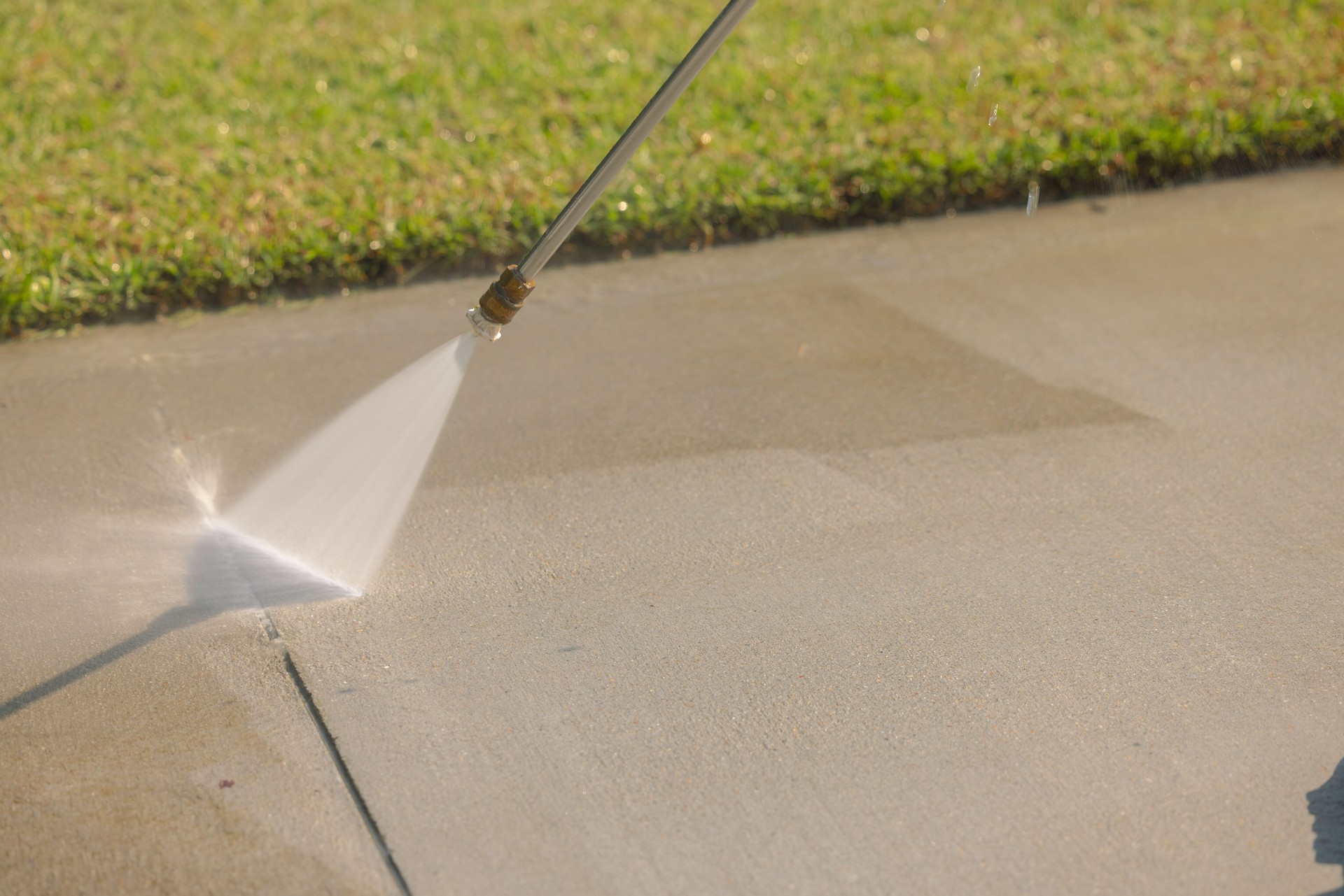 Pressure Washing Driveway - Grass - Copy Space